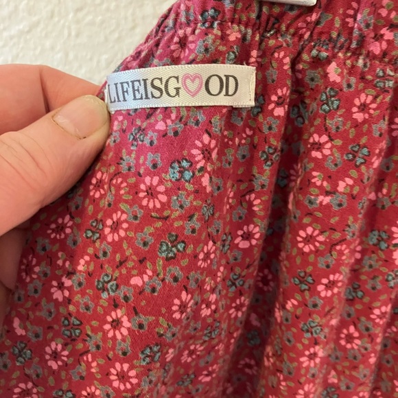 Life is Good “Dream” Maroon Floral Cotton PJ Bottoms - Picture 8 of 10